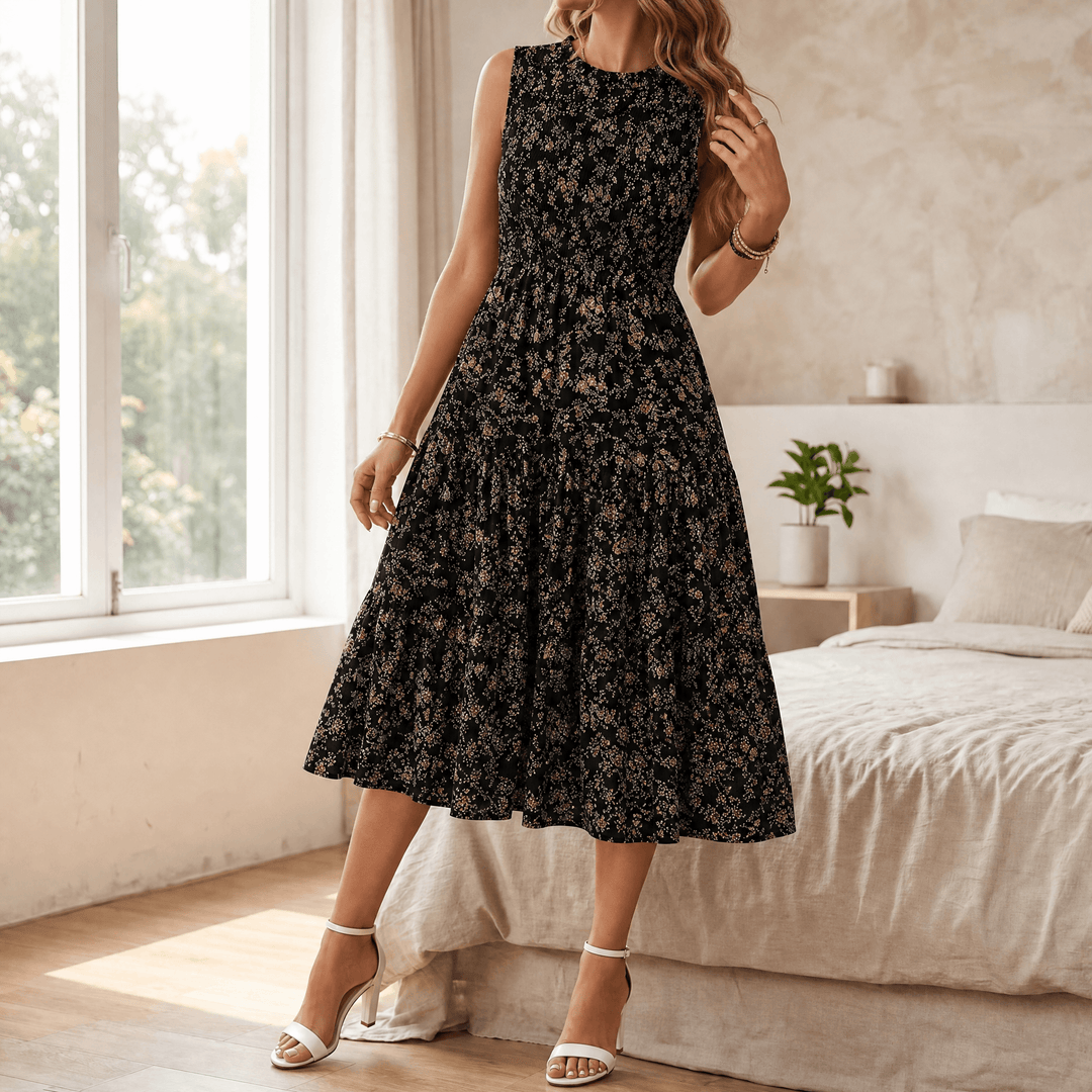Smocked Floral Midi Dress