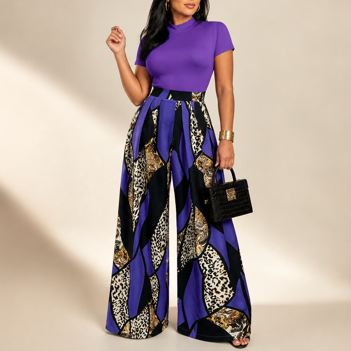 Bold Print Wide-Leg Two Piece Set | Clova Women&
