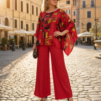 Vesara Elegant Batwing Top & Wide-Leg Pants Set | Clova Women's Fashion