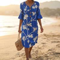 Embroidered Floral Midi Dress | Clova Women's Fashion