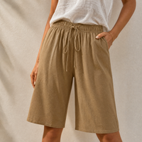 Wide-Leg Drawstring Shorts with Smocked Waist | Clova Women's Fashion