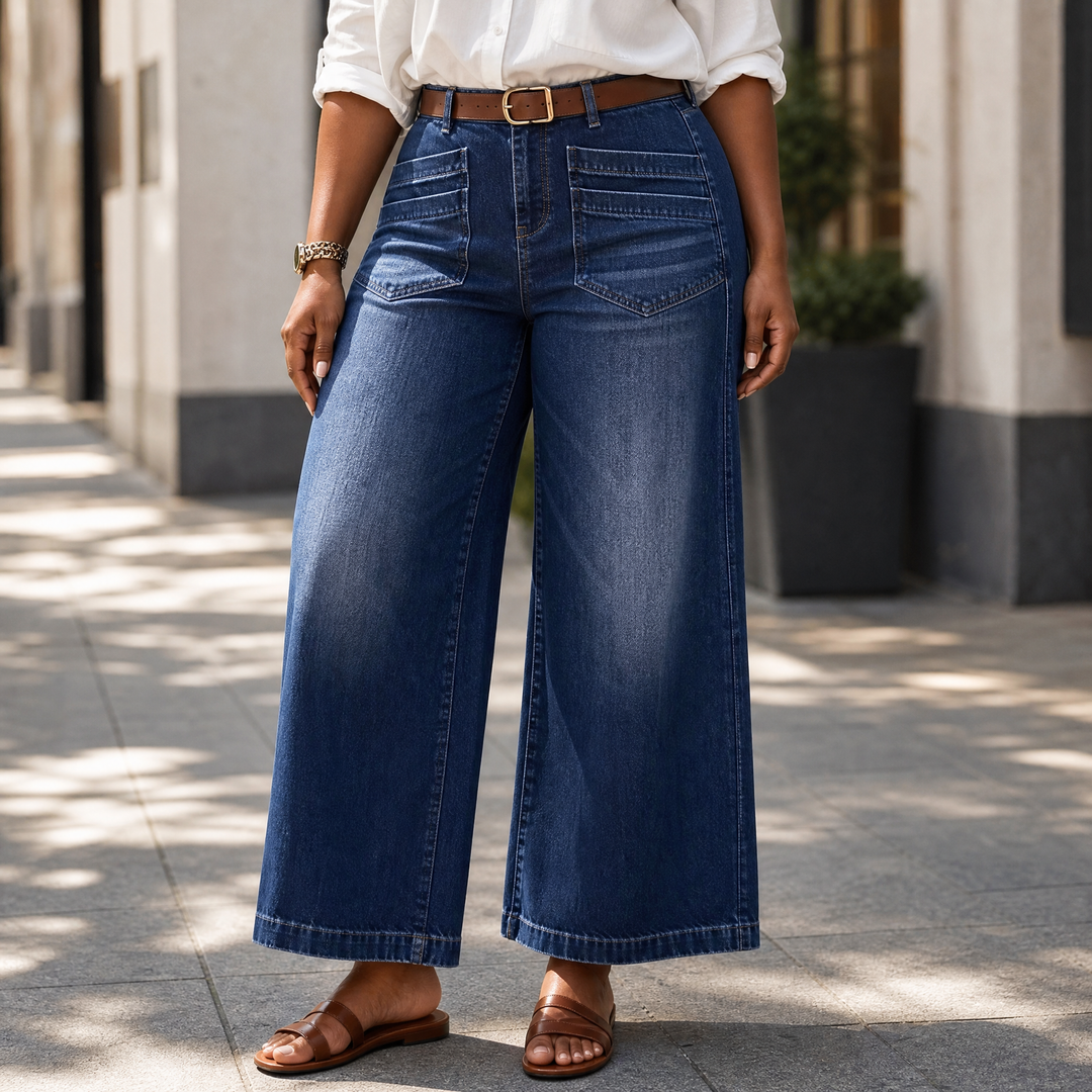 Patch-Pocket Wide-Leg Jeans | Clova Women's Fashion