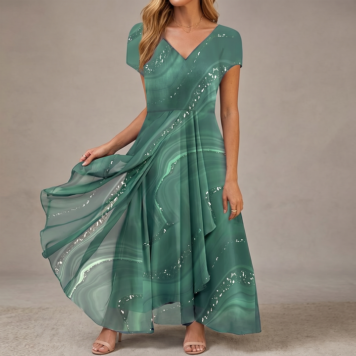 Flowing Marbled Midi Dress for Special Occasions | Clova Women&