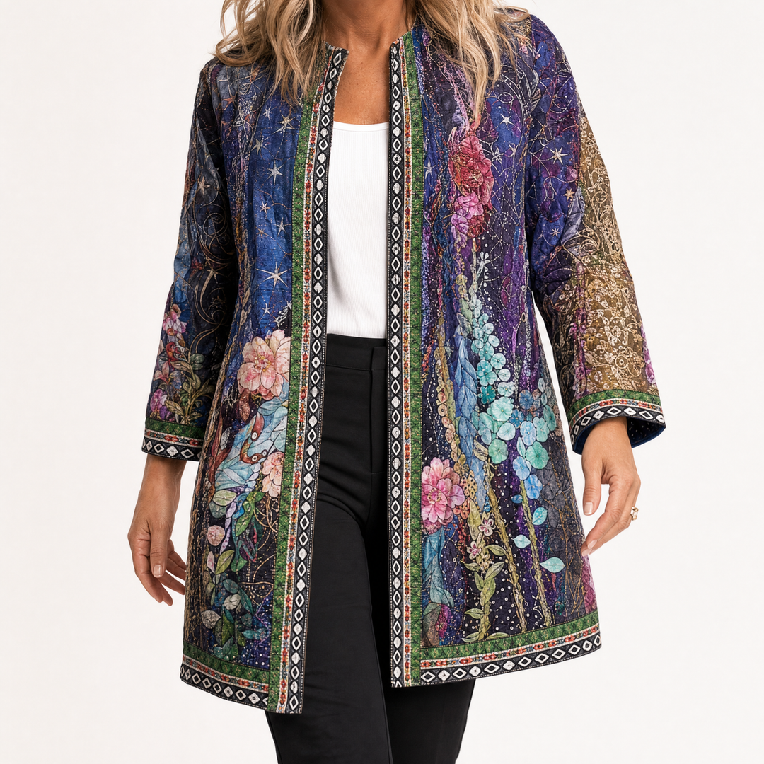 Art-Print Open Jacket for Effortless Style | Clova Women's Fashion