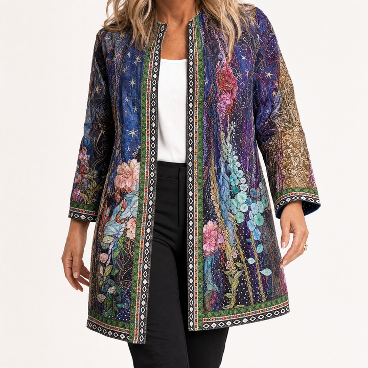 Art-Print Open Jacket for Effortless Style | Clova Women&