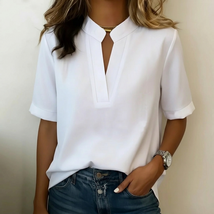 Notch V-Neck Blouse for Effortless Style | Clova Women&