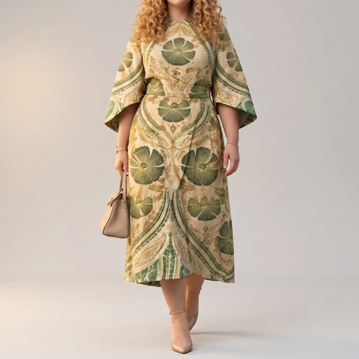 Serenza Vintage Tapestry Midi Dress for Curves | Clova Women&
