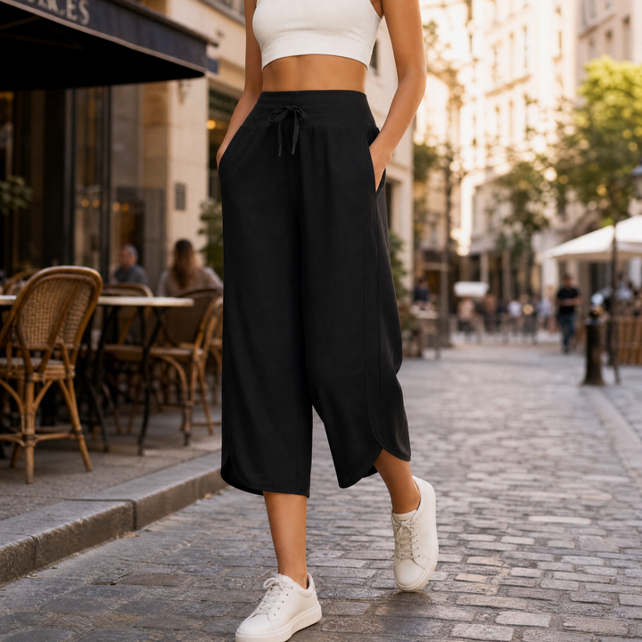 Lunavia Wide-Leg Tulip-Hem Capri Pants with Pockets | Clova Women&