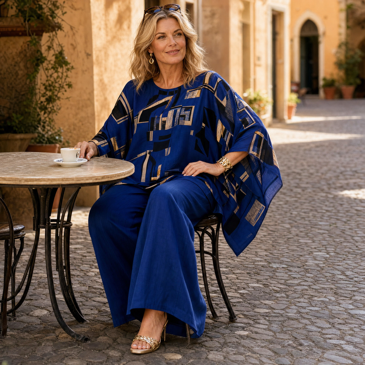 Vesara Elegant Batwing Top &amp; Wide-Leg Pants Set — View 3 | Clova