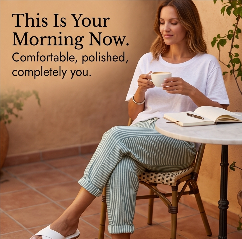 Striped Linen Pants with Elastic Waist — View 8 | Clova